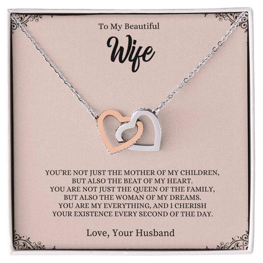 To My Beautiful Wife |  Interlocking Hearts necklace